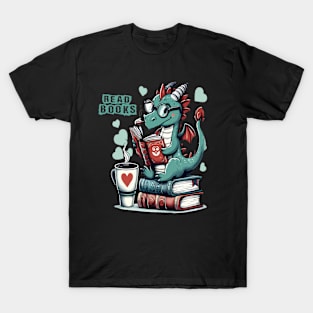 Funny Dragon Read Books book lovers T-Shirt